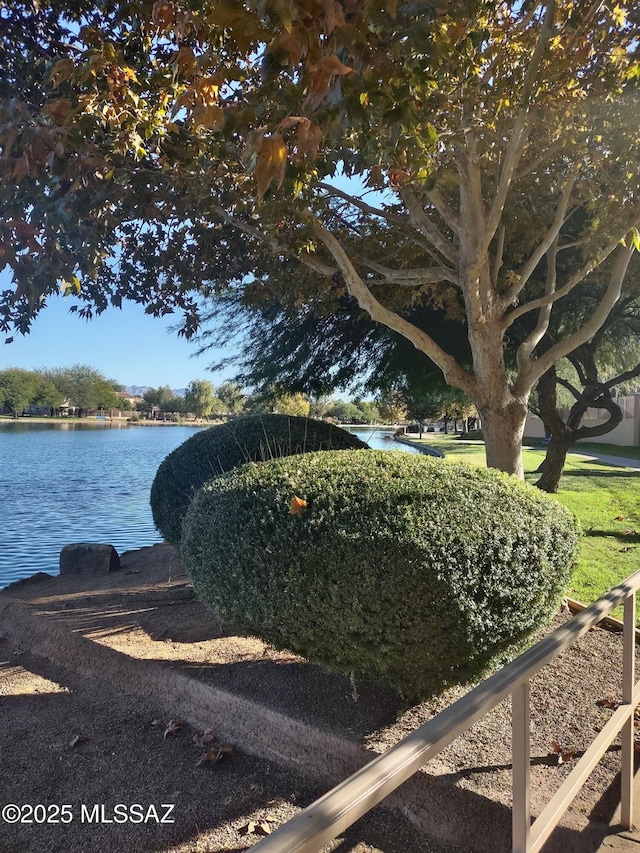 view of yard with a water view