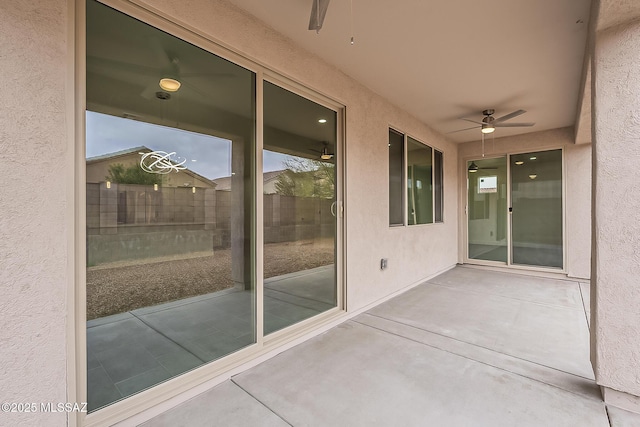 view of patio / terrace with a ceiling fan