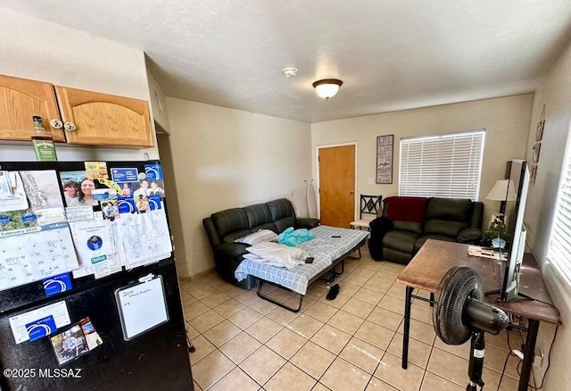 living area with light tile patterned flooring