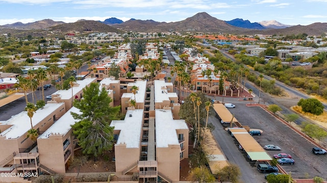 birds eye view of property featuring a mountain view and a residential view