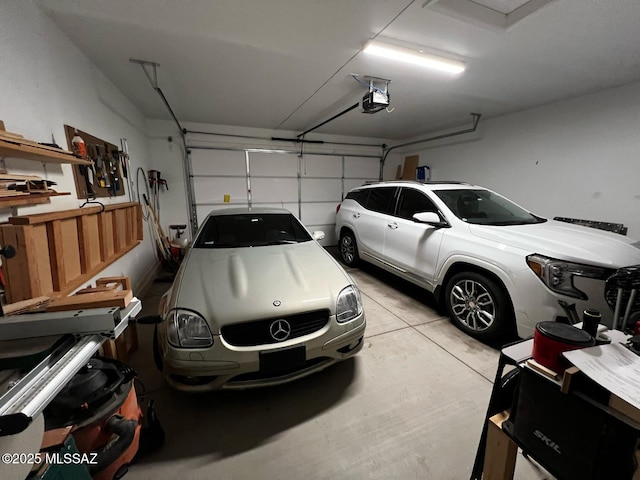 garage with a garage door opener