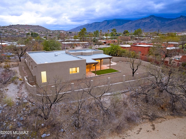 aerial view with a mountain view