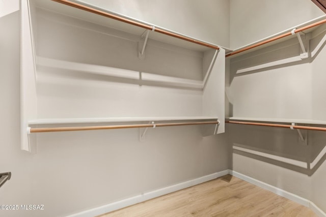 walk in closet featuring wood finished floors