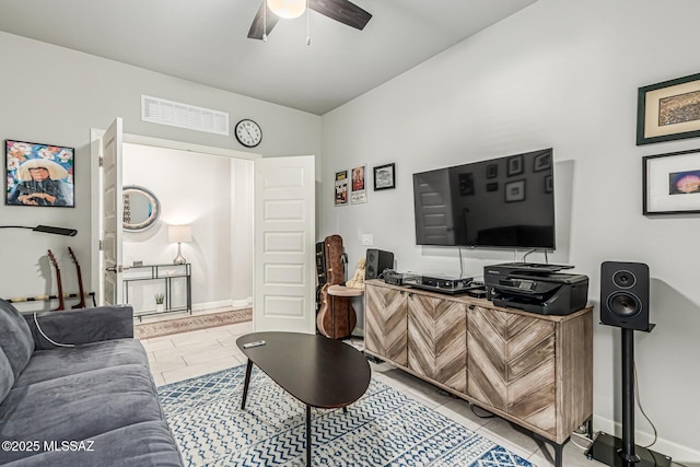 8707 N Ash Grove Ct, Tucson, AZ 85742 - living room featuring a ceiling fan and tile patterned flooring