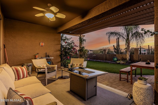 8707 N Ash Grove Ct, Tucson, AZ 85742 - view of patio with an outdoor hangout area and ceiling fan