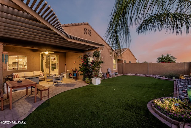 8707 N Ash Grove Ct, Tucson, AZ 85742 - fenced backyard with an outdoor hangout area and a patio area
