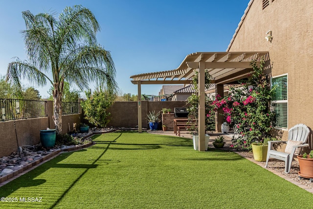 8707 N Ash Grove Ct, Tucson, AZ 85742 - fenced backyard with a pergola and a patio area