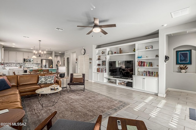 8707 N Ash Grove Ct, Tucson, AZ 85742 - living area featuring ceiling fan, light tile patterned floors, and recessed lighting