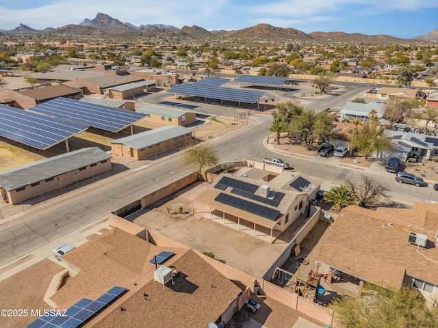 bird's eye view featuring a residential view and a mountain view