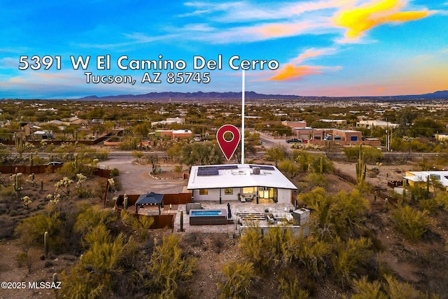 5391 W El Camino Del Cerro, Tucson, AZ 85745 - aerial view of property and surrounding area featuring mountains