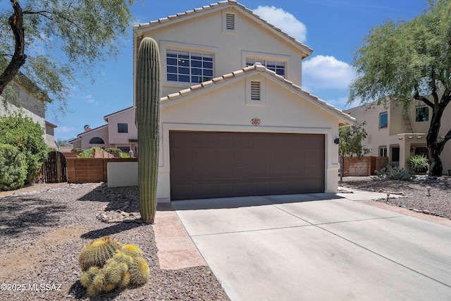 715 W Annandale Way, Tucson, AZ 85737 - mediterranean / spanish-style house with a tile roof, stucco siding, and a garage