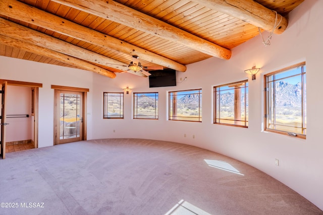 8060 E Diamondback Rd, Saint David, AZ 85630 - carpeted spare room with beamed ceiling and wood ceiling