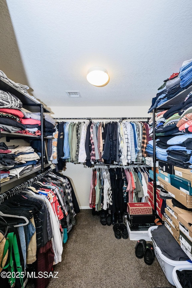 walk in closet with carpet and visible vents