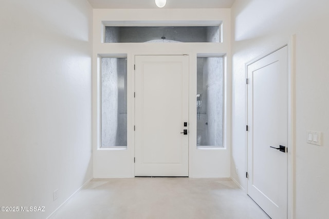 entryway with finished concrete flooring