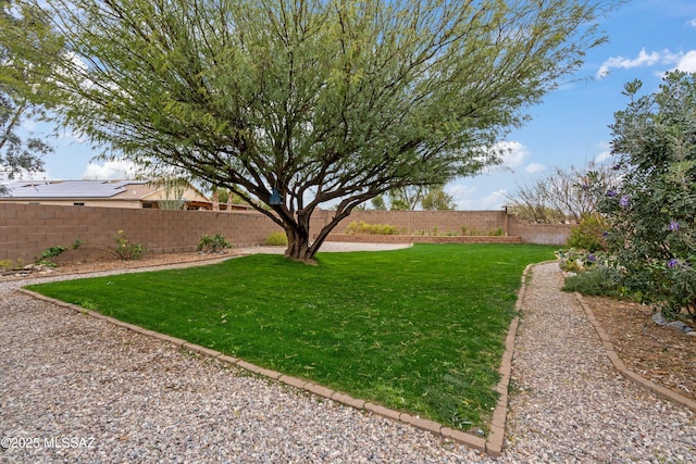 view of yard featuring a fenced backyard