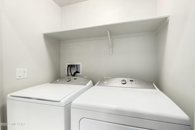 laundry room with washer and dryer and laundry area