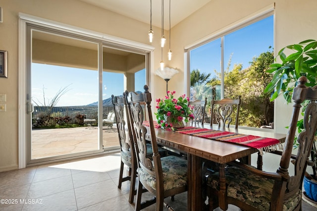 view of tiled dining room