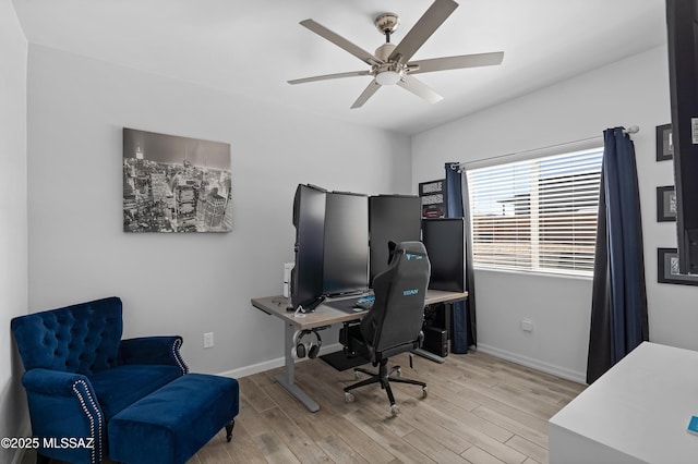 3337 E Wet Sand Pl, Vail, AZ 85641 - office area featuring light wood-style flooring, a ceiling fan, and baseboards