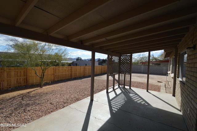 view of patio featuring a fenced backyard