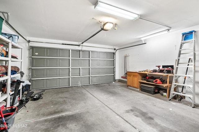 garage with a garage door opener