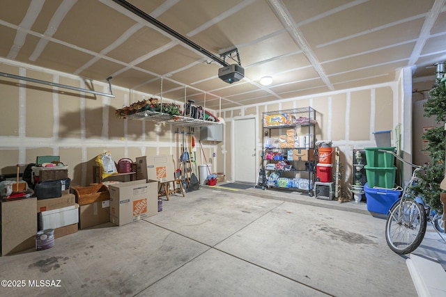 garage with a garage door opener