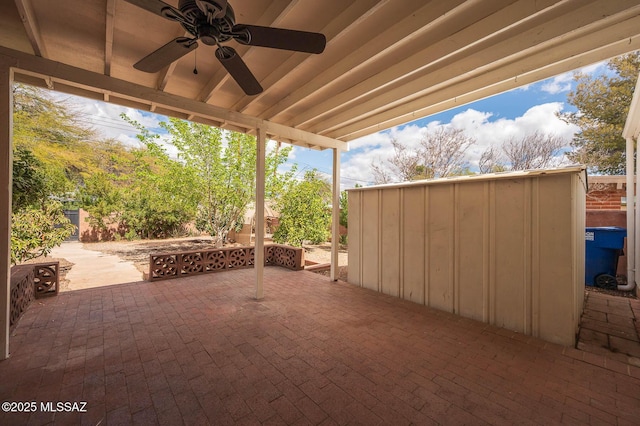 view of patio / terrace featuring ceiling fan