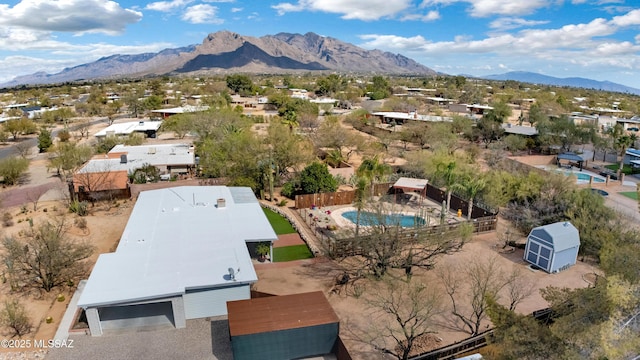 drone / aerial view with a mountain view