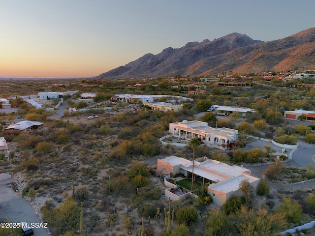 birds eye view of property featuring a mountain view