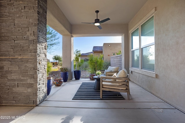 view of patio with ceiling fan