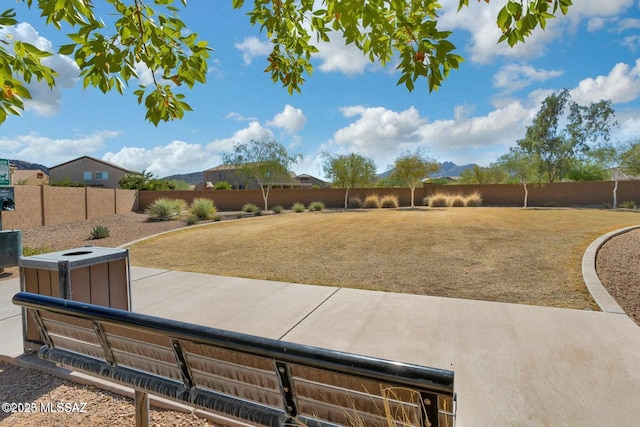 view of yard featuring a fenced backyard