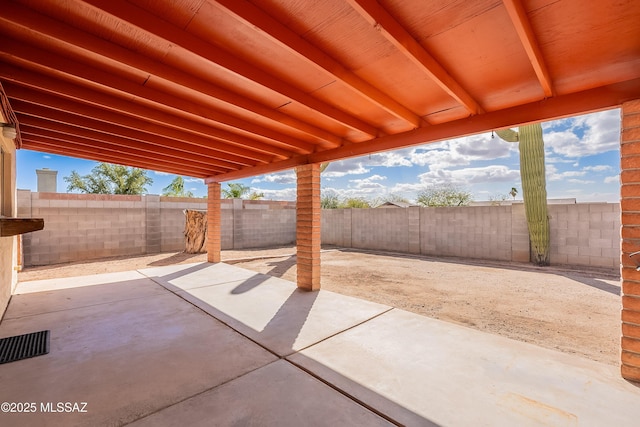 view of patio featuring a fenced backyard