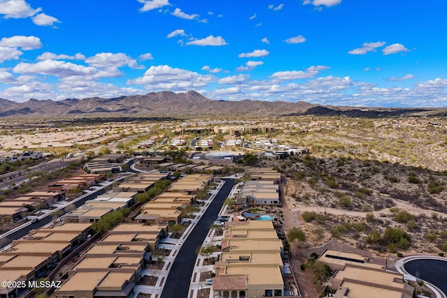 bird's eye view featuring a mountain view and a residential view