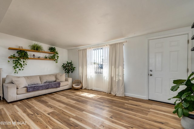 living room featuring light wood-style flooring