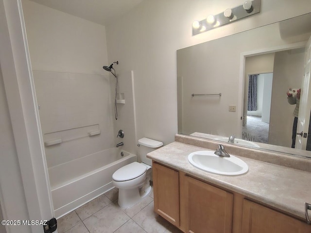 full bathroom featuring vanity, toilet, tile patterned flooring, and shower / bath combination