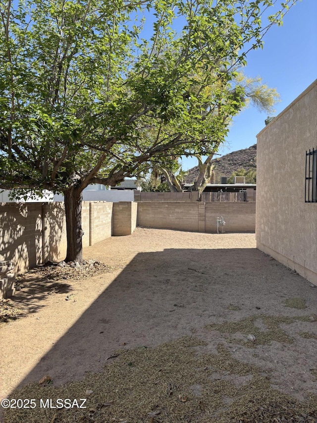 view of yard featuring a fenced backyard