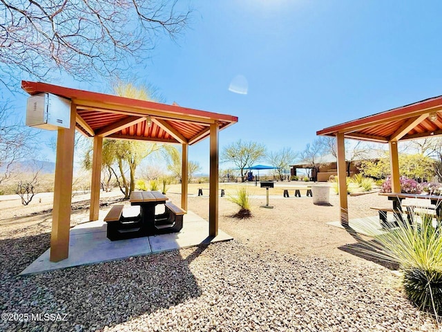 view of yard featuring a gazebo and a patio