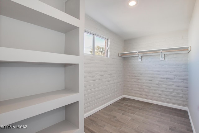 walk in closet featuring wood finished floors
