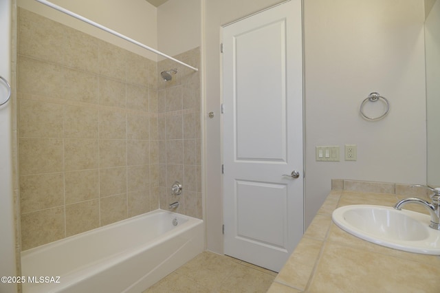 11626 N Moon Ranch Pl, Marana, AZ 85658 - bathroom with tile patterned flooring,  shower combination, and vanity