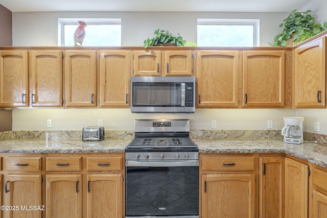 1117 E Regent Dr, Oro Valley, AZ 85755 - kitchen with a wealth of natural light, stainless steel appliances, and light stone counters
