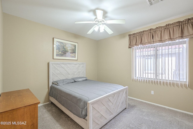 1117 E Regent Dr, Oro Valley, AZ 85755 - bedroom featuring visible vents, baseboards, carpet, and ceiling fan