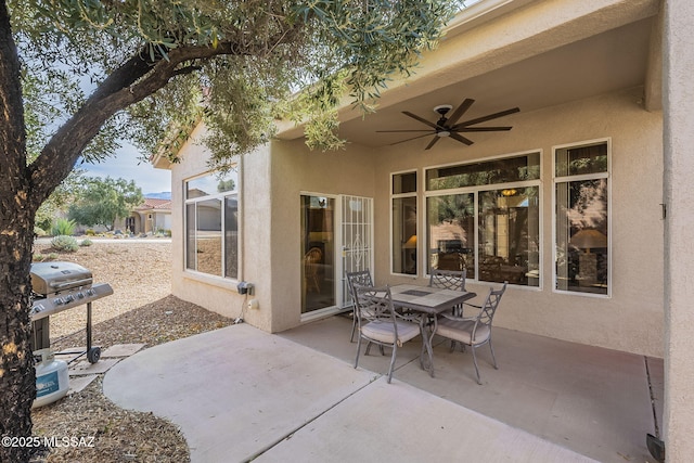 1117 E Regent Dr, Oro Valley, AZ 85755 - view of patio with outdoor dining space, a grill, and a ceiling fan
