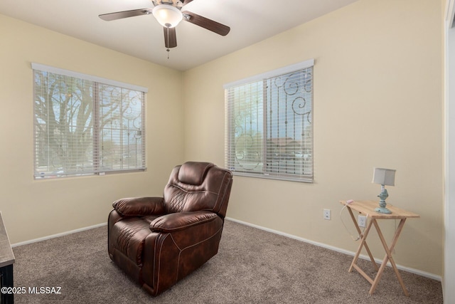 7483 S Salt Water Dr, Tucson, AZ 85757 - sitting room featuring baseboards, carpet floors, and ceiling fan