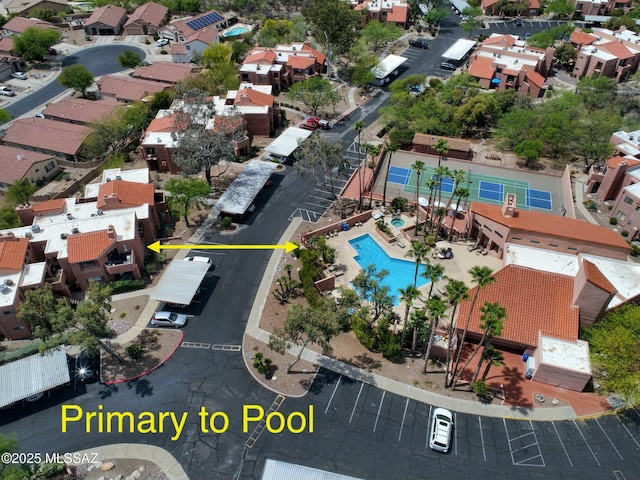 5051 N Sabino Canyon Rd Unit 1152, Tucson, AZ 85750 - aerial view of residential area featuring a pool