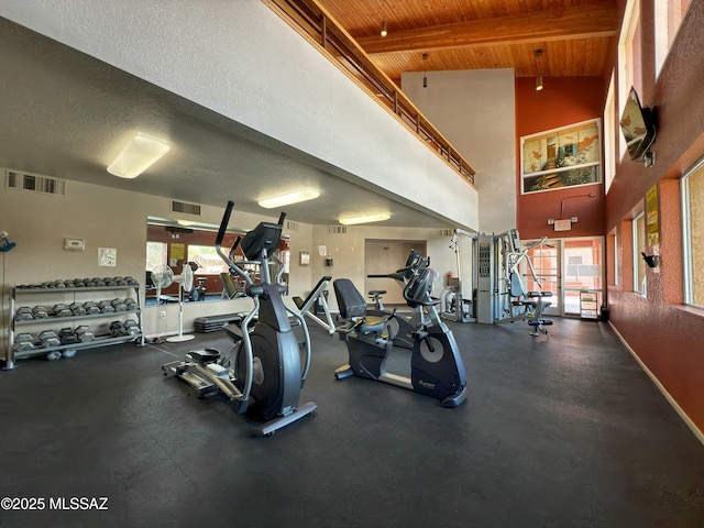 5051 N Sabino Canyon Rd Unit 1152, Tucson, AZ 85750 - exercise room with wood ceiling, beam ceiling, and baseboards