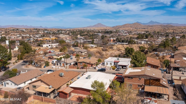 birds eye view of property featuring a residential view and a mountain view