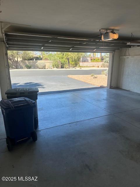 garage with a garage door opener