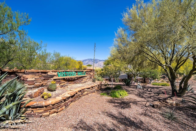 view of yard with a mountain view