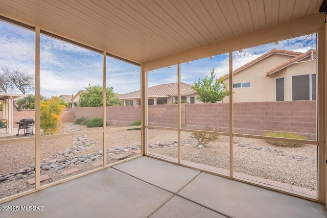 view of unfurnished sunroom