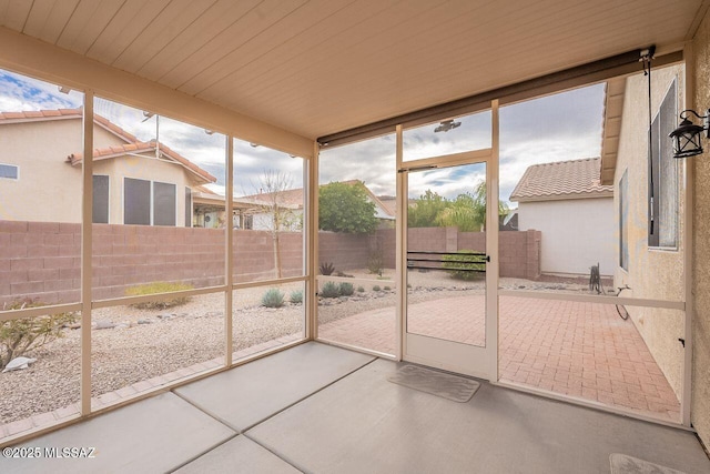 view of unfurnished sunroom