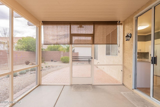 view of unfurnished sunroom